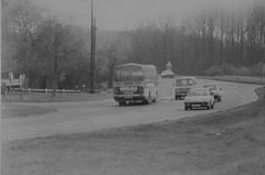 Percivals Motors 74 (XWL 539 ex CJO 322V) on the A11 at Barton Mills – 5 Apr 1985 (15-2)