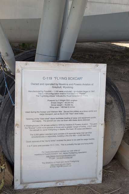 Greybull WY aerial firefighting museum C-119  (#0587)