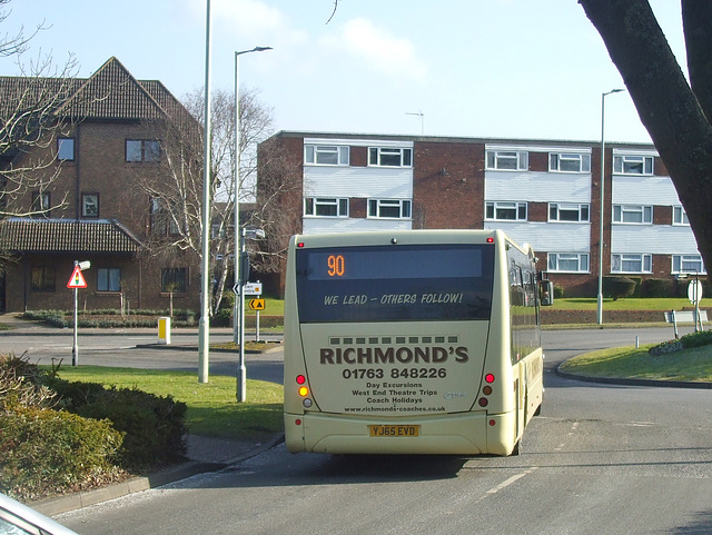 DSCF0770 Richmond’s Coaches YJ65 EVD in Baldock - 23 Feb 2018