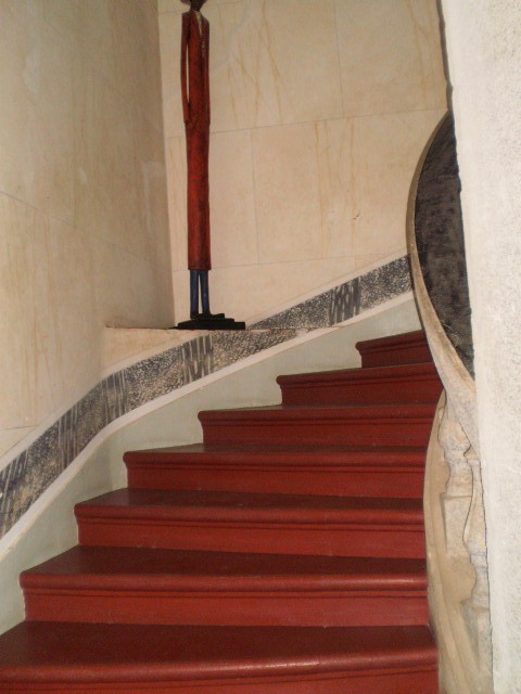 Stairway to the African Art exhibition.