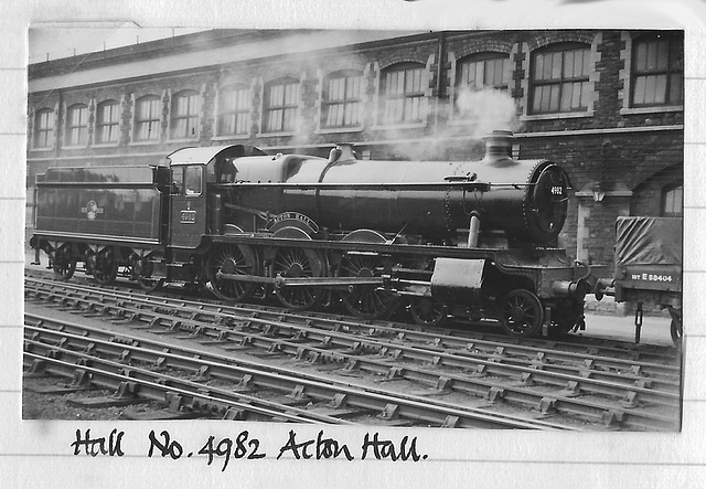 Alan Newman's photo of GWR 4982 Acton Hall at Swindon - 1.4.1957