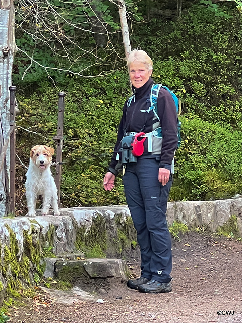 Freda and friend enjoying the bankside walk