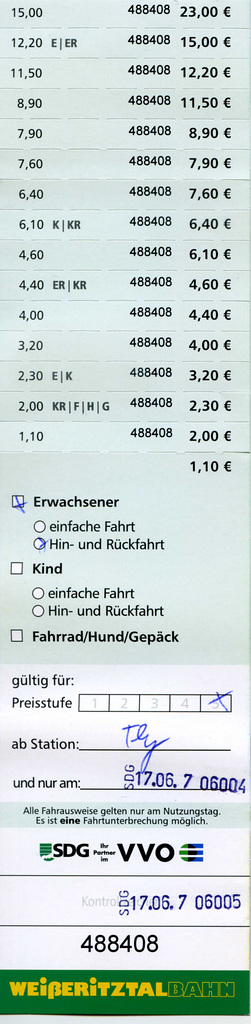 Ticket, Weißeritztalbahn, 17.06.2017