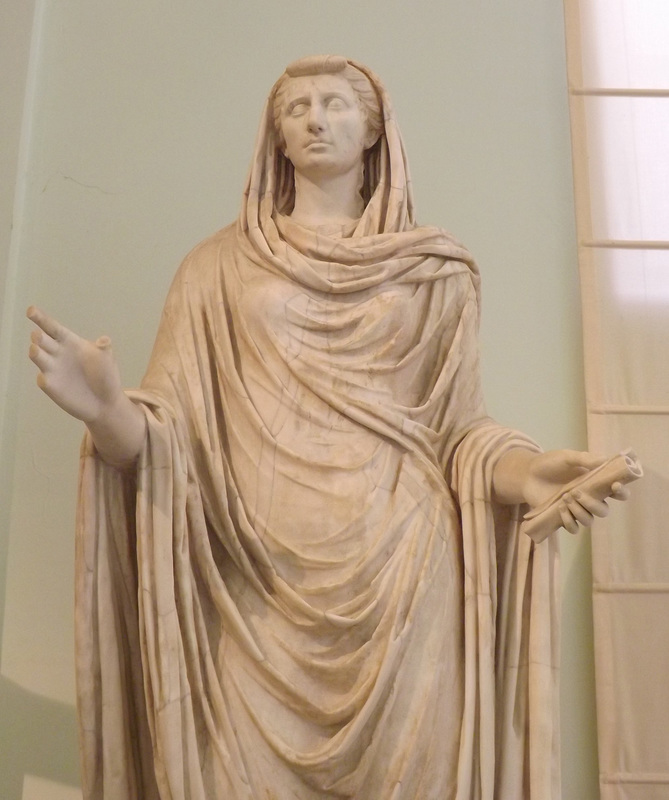 Detail of The So-Called Sybil, Portrait Statue of Octavia the Younger in the Naples Archaeological Museum, July 2012