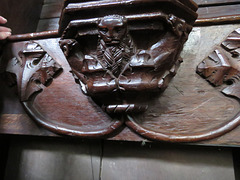 knowle church, warks (8)c15 misericord with a lion between a unicorn and ?antelope