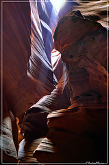 Sunbeam in the Antelope canyon shadow