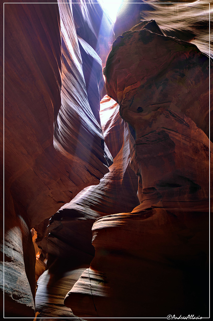Sunbeam in the Antelope canyon shadow