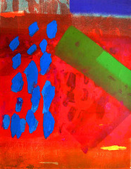 Blue on Red Monoprint. 23x31 inches.Kieron Farrow(1)
