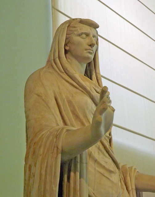 Detail of The So-Called Sybil, Portrait Statue of Octavia the Younger in the Naples Archaeological Museum, July 2012