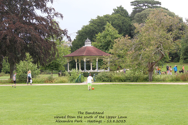 Alexandra Park Hastings The Bandstand from Upper Lawn 12 8 2023