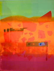 Green, Orange, Violet. Monoprint. Kieron Farrow. 23x31 inches.