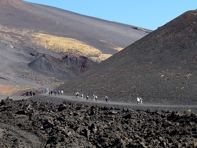 Walkers on Mount Etna