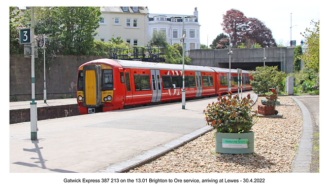 Gatwick Express 387 213 Lewes 30 4 2022 return