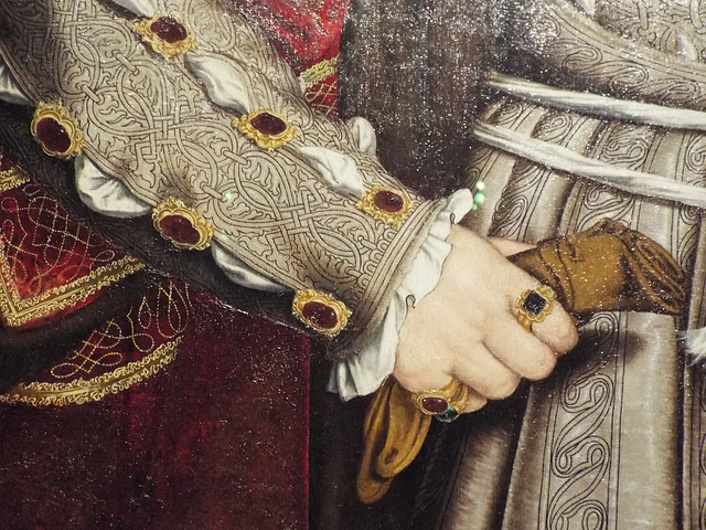 Detail of the Full Portrait of Henry VIII by the Workshop of Holbein in the Metropolitan Museum of Art, December 2022