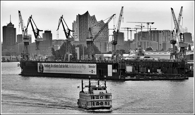 Blick am Morgen auf die Hafenlandschaft - Hamburg