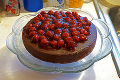 Chocolate Cake Topped With Cherries