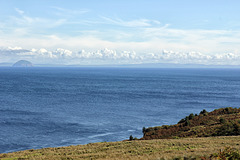 Ailsa Craig and the west coast of mainland Scotland