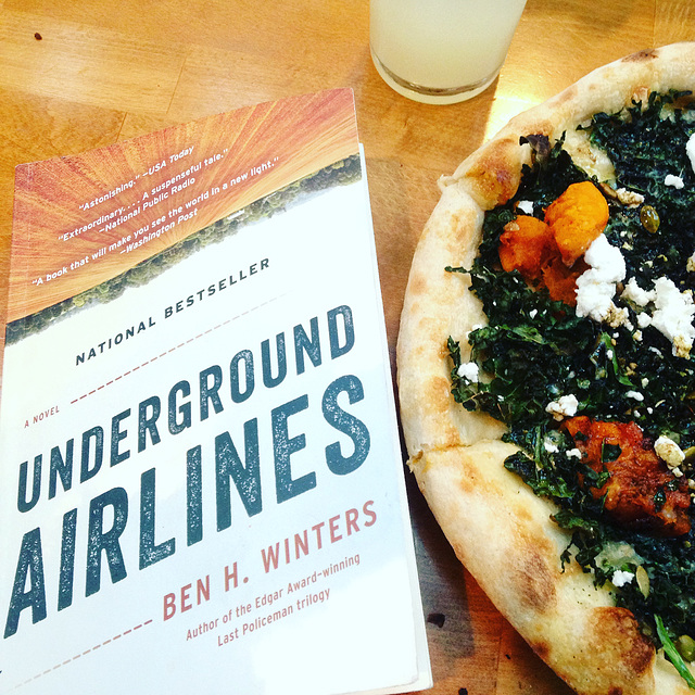 Reading with pizza