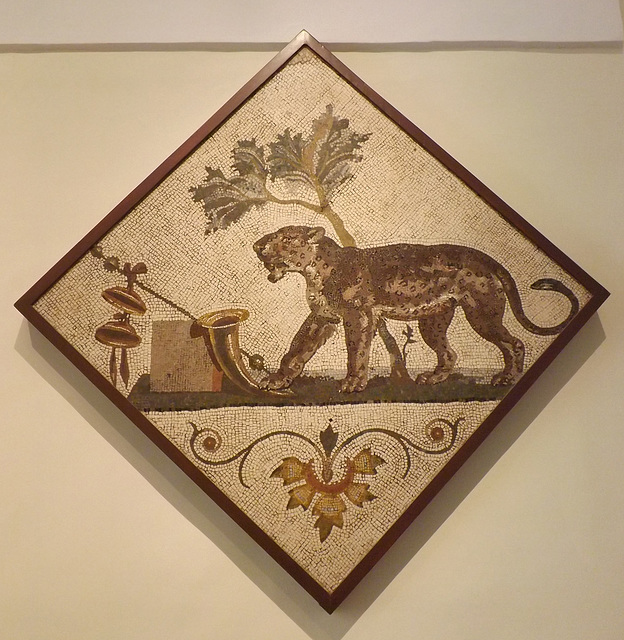 Mosaic with a Panther and Dionysiac Symbols in the Naples Archaeological Museum, July 2012