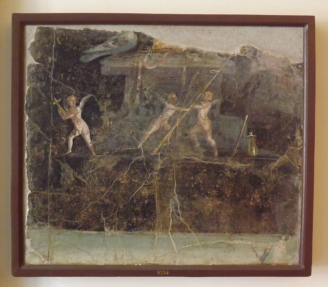Wall Painting of Cupids Near an Altar from a Villa Near the Palace at Portici in the Naples Archaeological Museum, July 2012