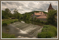 Weir in the Tauber River in Creglingen
