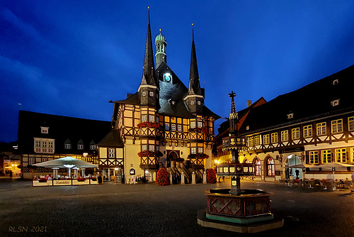 Wernigerode, Rathaus zur blauen Stunde