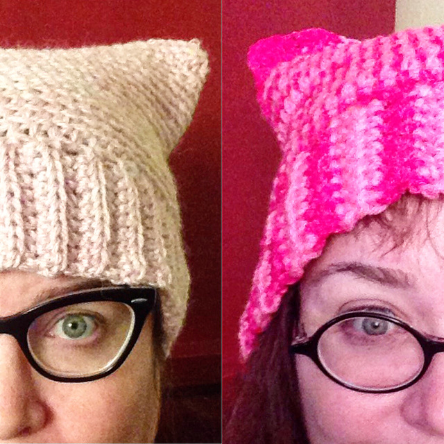 Two pussy hats for Women's March