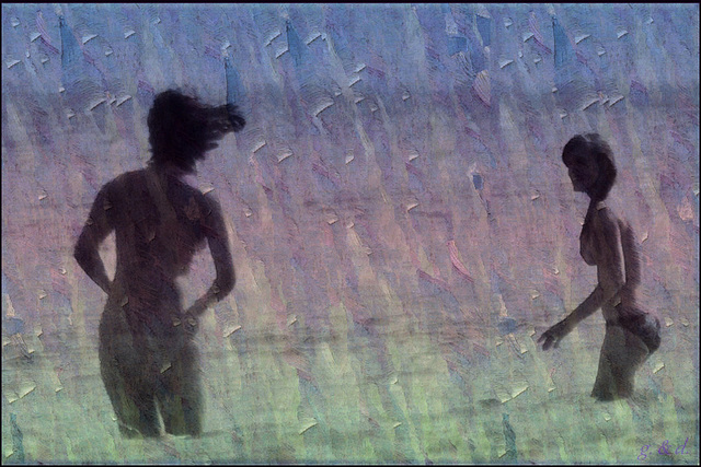 baignade aux Saintes Maries, un jour de Mistral ~1980