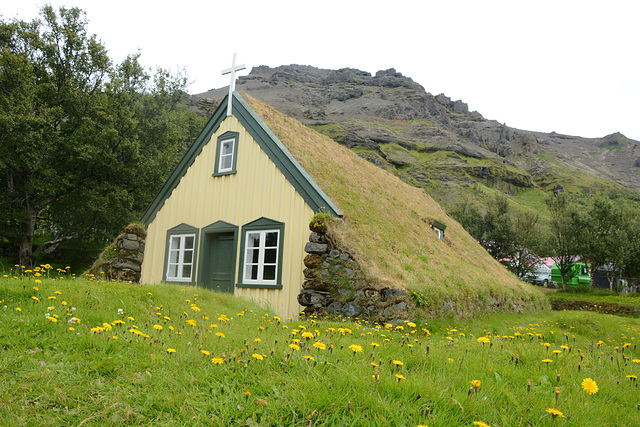 Iceland, Hofskirkja Church Front View