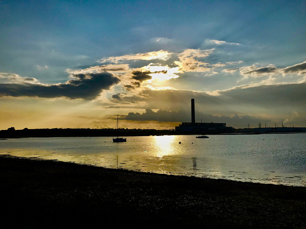 Sunset over Fawley Power Station