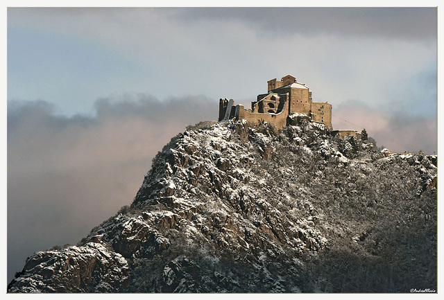 Snow over the Sacra di San Michele Abbey