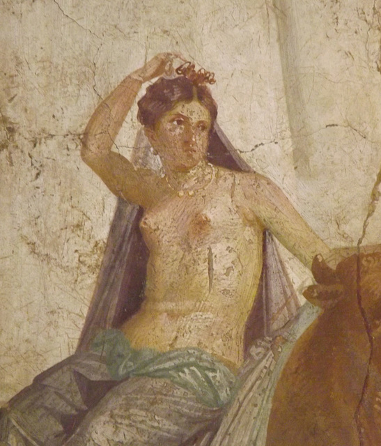 Detail of the Europa and the Bull Wall Painting in the Naples Archaeological Museum, July 2012