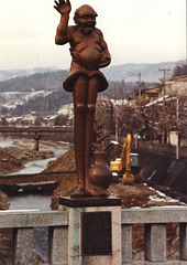 Statue on bridge in Takayama