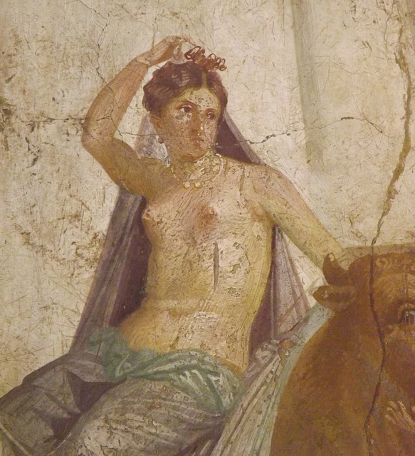 Detail of the Europa and the Bull Wall Painting in the Naples Archaeological Museum, July 2012