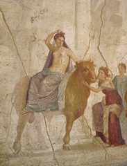 Detail of the Europa and the Bull Wall Painting in the Naples Archaeological Museum, July 2012