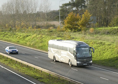 Prospect Coaches (Megabus contractor) PR71 BEC on the A11 at Red Lodge - 26 Nov 2022 (P1140034)