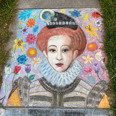 Pandemic chalk: The Duchess, with flowers