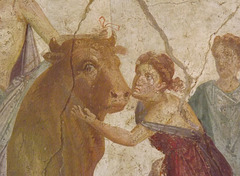 Detail of the Europa and the Bull Wall Painting in the Naples Archaeological Museum, July 2012