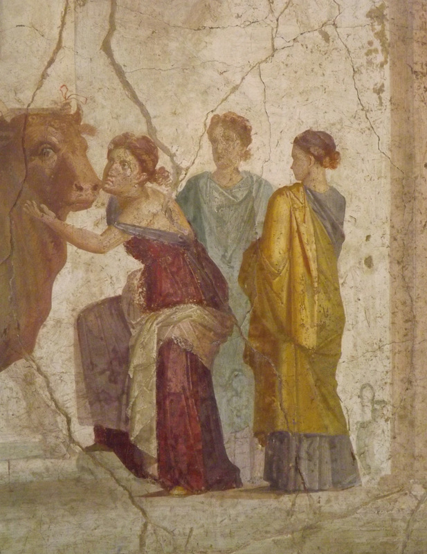 Detail of the Europa and the Bull Wall Painting in the Naples Archaeological Museum, July 2012