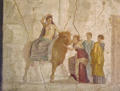 Detail of the Europa and the Bull Wall Painting in the Naples Archaeological Museum, July 2012