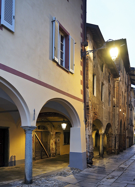 The arcades of the Piazzo, medieval village of Biella
