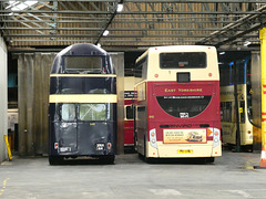East Yorkshire  644 (VKH 44) and 910 (YX11 DVW) at the Hull garage – 3 May 2019 (P1010557)