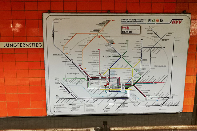 Hamburg 2019 – U and S Bahn map at Jurnfernsteig