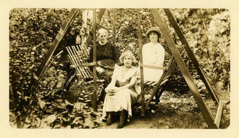 Three Gals on a Glider Swing