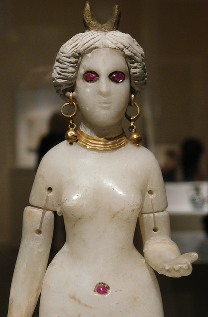 Detail of a Statuette of a Standing Nude Goddess in the Metropolitan Museum of Art, June 2019