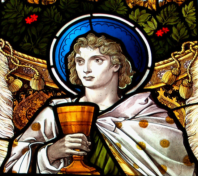 Detail of stained glass, Saint Peter's Church, Wenhaston, Suffolk