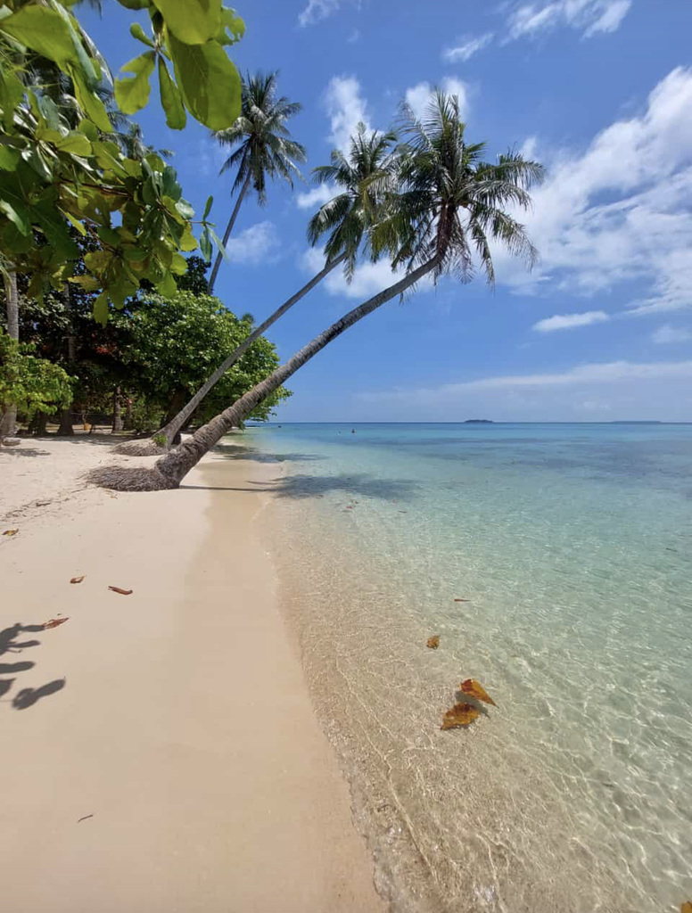 Walking along the beach.