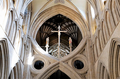 Detail des Scherenbogens in der Kathedrale von Wells/Somerset