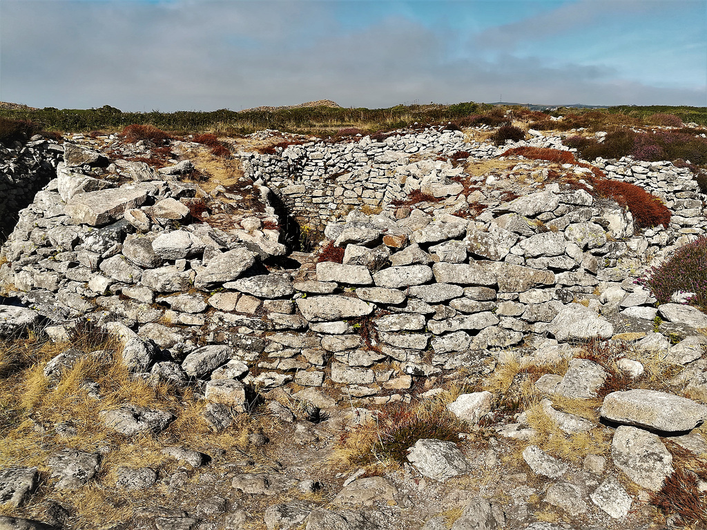 Ballowall, Cape Cornwall, Carn Gloose, St Just. Looking inland (for a change!) towards Kennidjack and St Just.