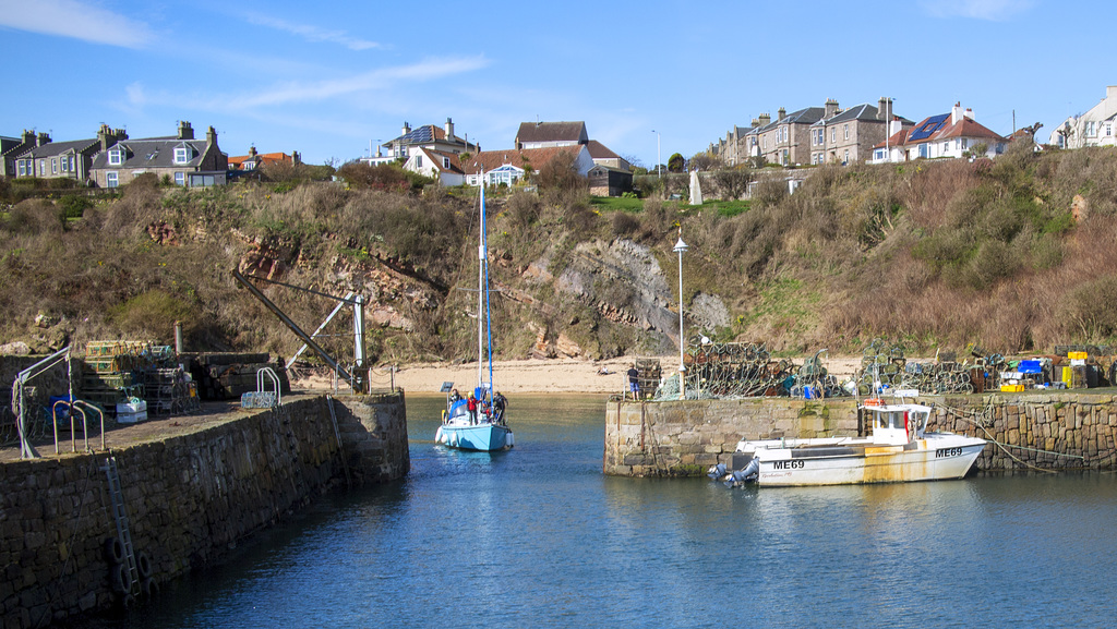 Yacht Entering Crail Harbour